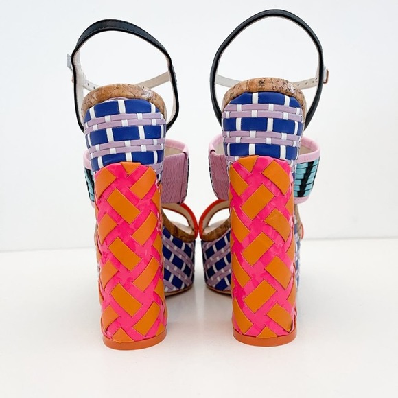 Sophia Webster Celia Platform Sandal Colorblock Multicolor Block Heel Rainbow - Picture 2 of 12